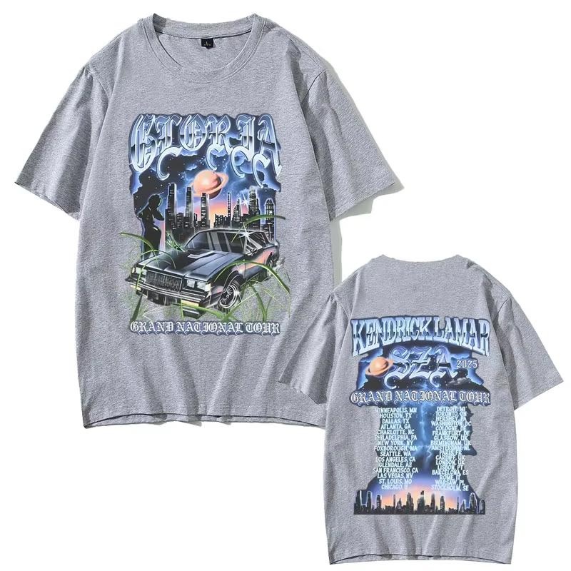 Rapper Kendrick Lamar SZA Grand National Tour Tshirt Men Women Hip Hop Fashion Pop Music T Shirts Unisex pure Cotton Top