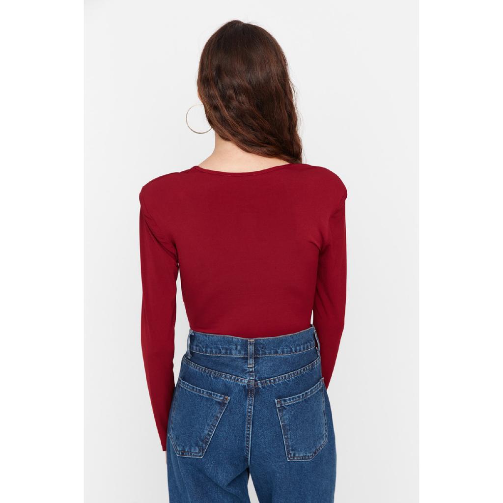 Schwarzer, wattierter, drapierter, eng anliegender Strickbody mit flexiblem Druckknopfverschluss Twoaw22bd0156