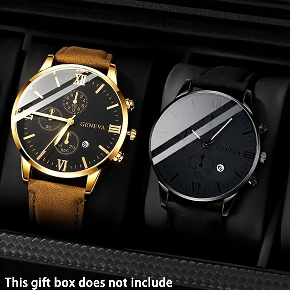 

2 шт./компл. Мужские часы Наручные часы Комплект Повседневные Спортивные Мужские часы Комплект Кварцевые Стрелочные Часы с Датой Комплект для Праздничного Подарка Набор Часов