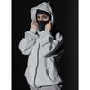 Men's and Women's Fashionable White Dragon Print Hooded Sweatshirt with Mask