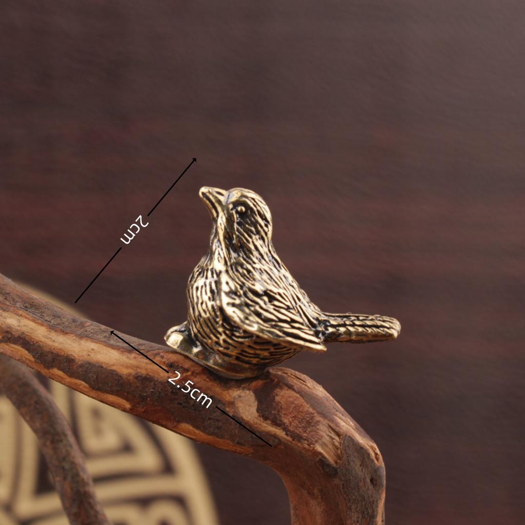 Elegant Brass Sparrow Tea Pet - Intricately Detailed Solid Brass Bird Figurine Versatile Indoor/Outdoor Decor Piece