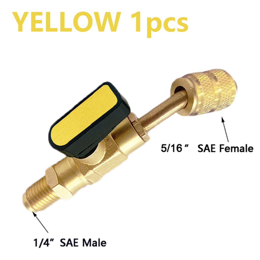 1/4" SAE Male Refrigerant R22 R12 R410a Angled Shut-Off Ball Valve Adapter Air Conditioning Charging Hoses AC Refrigerant Tools