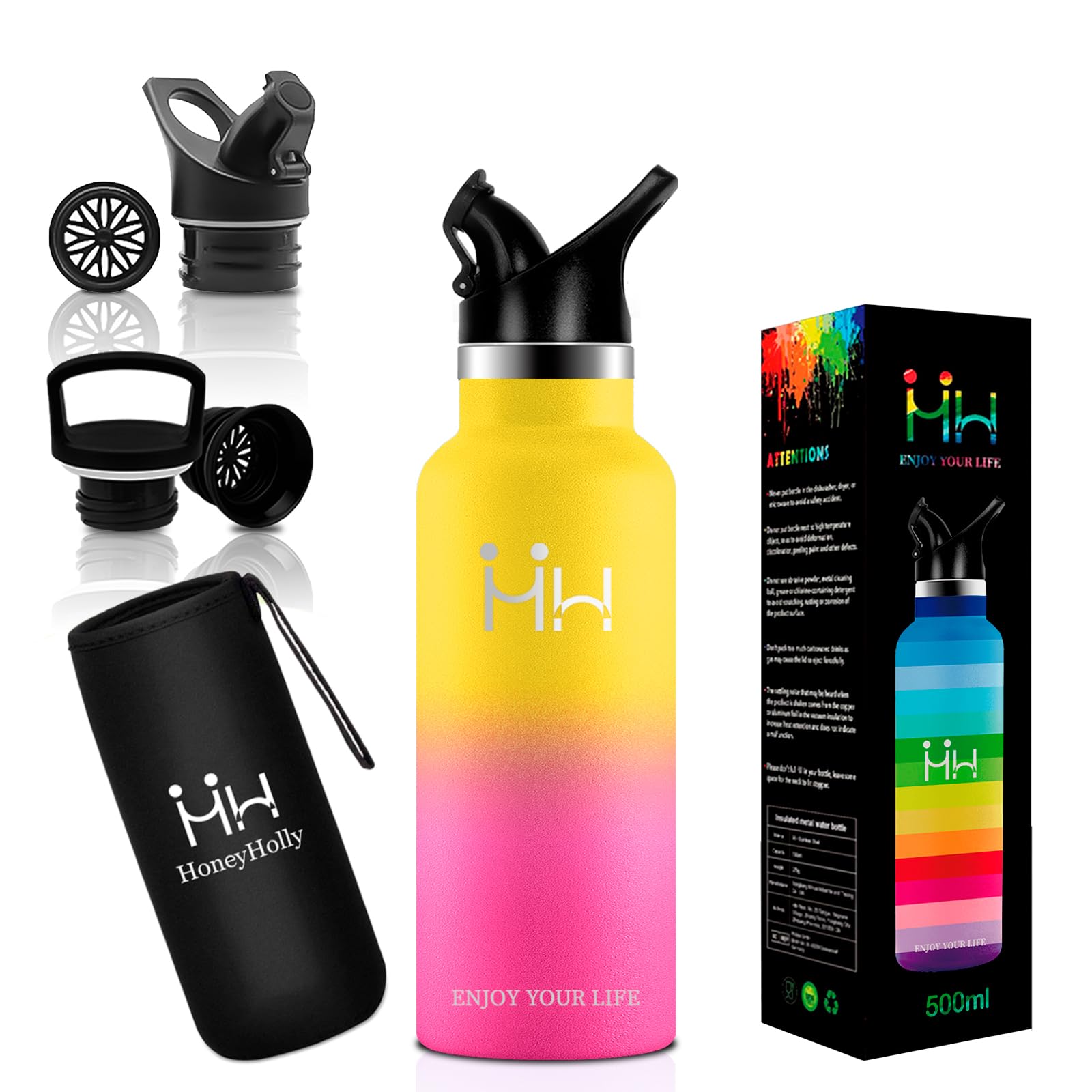 

500ml Stainless Steel Vacuum Insulated Water Direct Keeps Cold or Suitable for Sports Drinks and Carbonated Screw Easy to Wide Perfect for and Outdoor