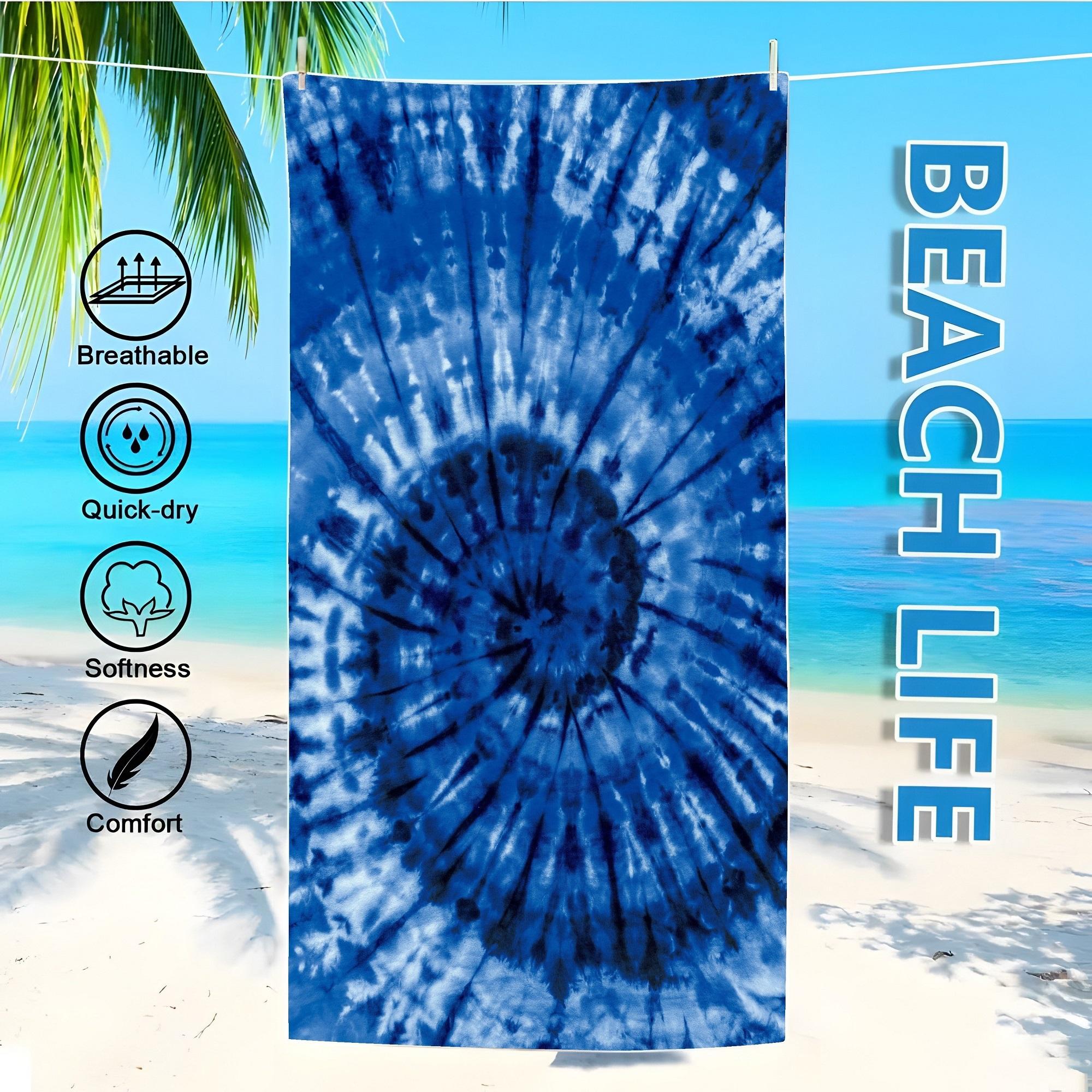 

Blue Tie-Dye Beach Towel: Breathable, Quick-dry, Soft, and Comfortable for Beach Life Suitable for towels, bath towels W40*H60(CM)