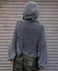 WEGO Distressed Knit Zip Size Sumikuro Women's Hoodie, Casual, Girly, Fall/Winter Outfit, F,