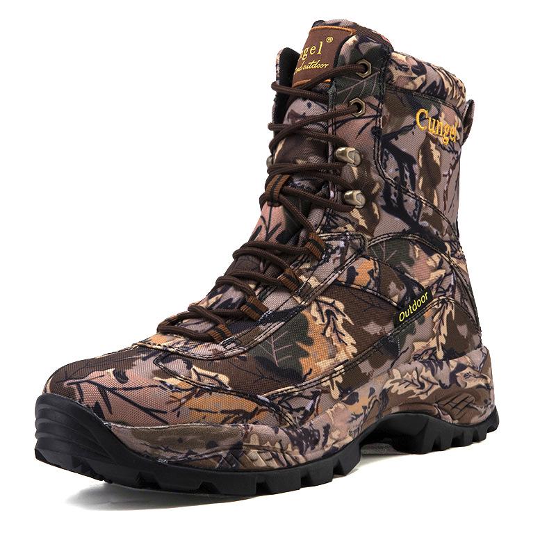 Men's High-Top Tactical Mountaineering and Hiking Boots - Camouflage Combat and Work Footwear