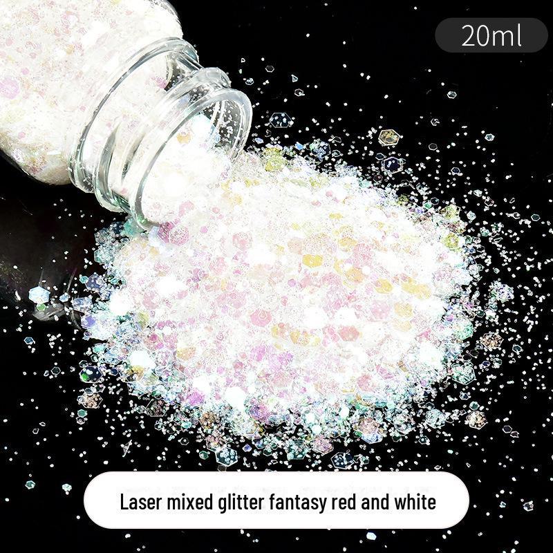 DIY Crystal Glue Glitter Mix: Handmade Hemp, Fine Powder, Laser, Hexagonal Glitter Sequins, 20ml