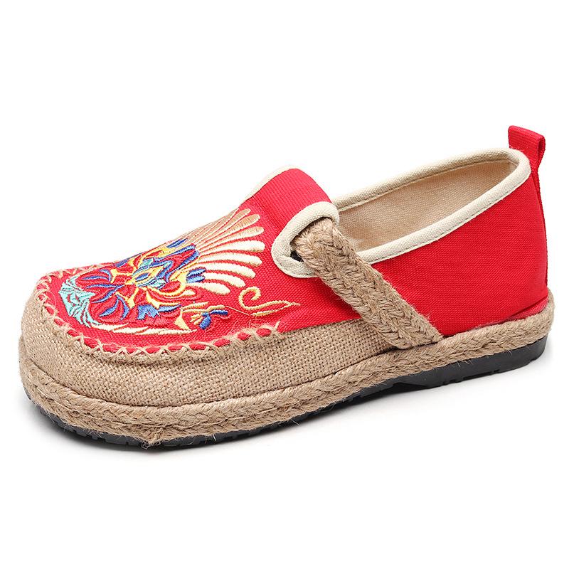 

2025 Spring Women s Ethnic Embroidered Old Beijing Cloth Shoes with Round Toe 35 червоний
