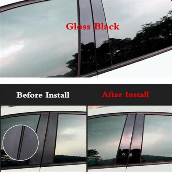 Door Trim Pillar Posts Gloss Piano Black Cover 6 Pcs For Honda Odyssey 2005-2010