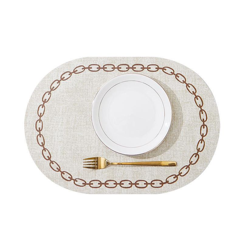Leather placemat ins wind waterproof thermal insulation mat Nordic creative western food table mat Printable cloth pattern placemat