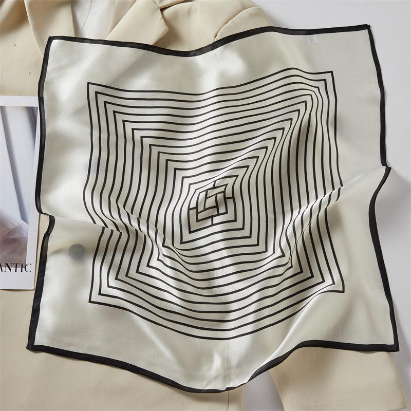 Spring new silk silk scarf women s 100% mulberry silk 53 silk scarf versatile fashion simple striped silk square scarf 53*53cm