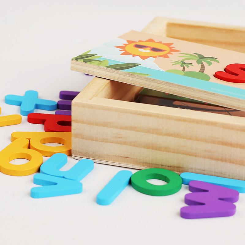English Spelling Flashcards: Parent-Child Educational Battle Game with Wooden Blocks