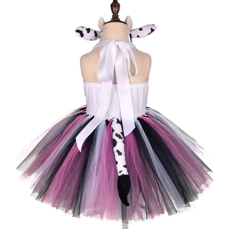 Kids Animal Ears Headband Tie Tail Tutu Dress Set Cosplay Halloween Costume Birthday Party Gift Hair Band Christmas Prop