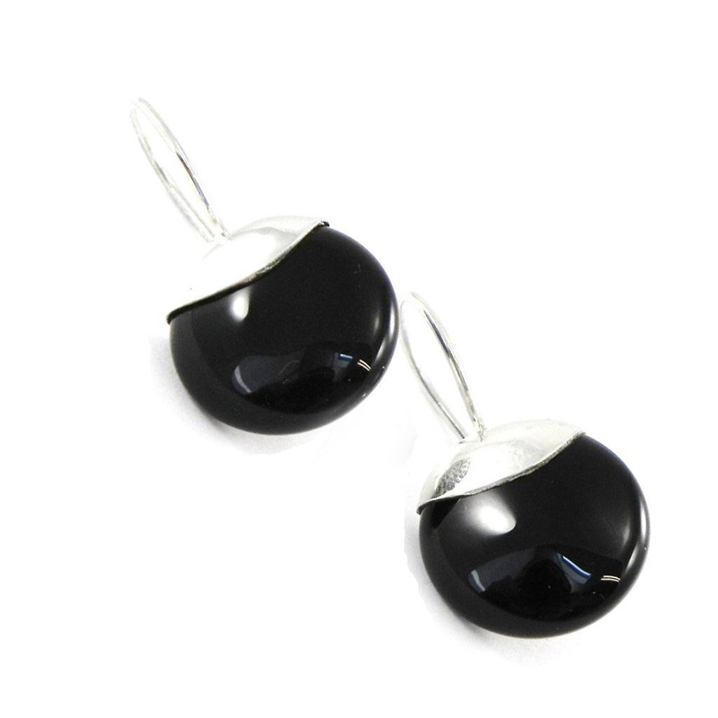 Les Trésors De Lily [H6514] - Silver 'Eva' Onyx Earrings