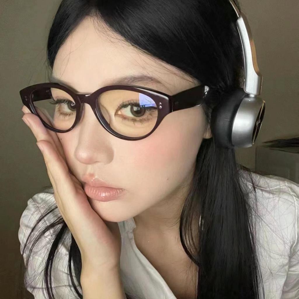 Retro Cat Eye Black Frame Glasses Female Myopia Can Be Matched With Degree Plain Face Artifact Square Round Face Advanced Sense Frame Shows Small Face
