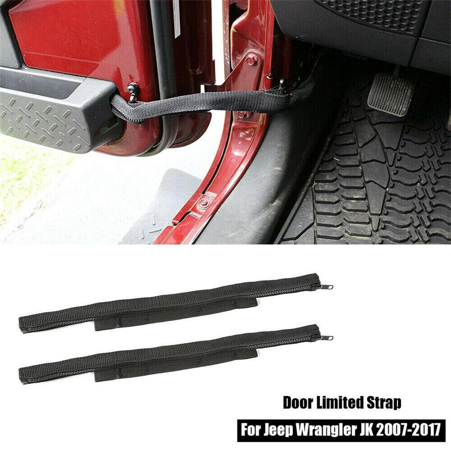 2Pcs Door Limiting Straps Oxford Cloth Belt Black For Jeep Wrangler JK 2007-2017