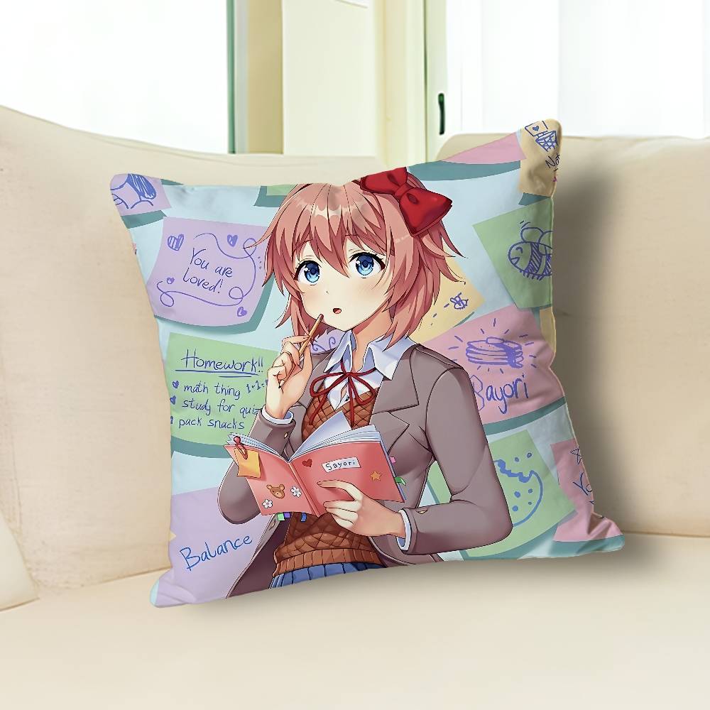 Cute S-Sayoris DDLC Pillow Cases for Bedroom Living Room Sofa Home Decor Polyester Cushion Cover with Zipper