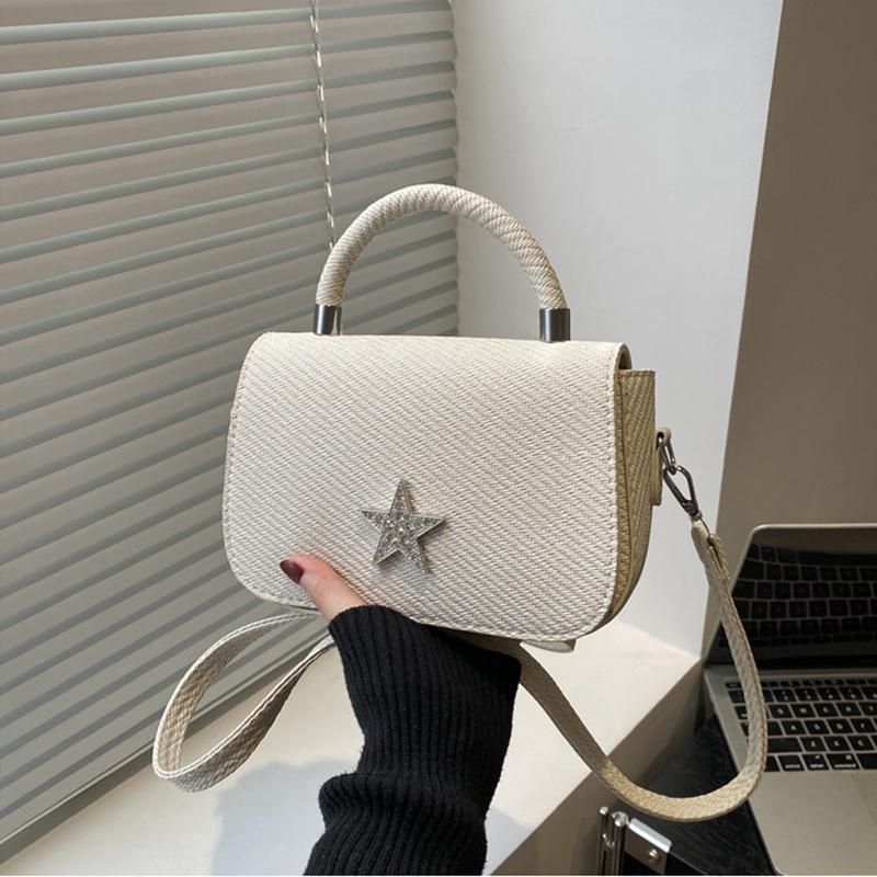 Starry Diamond Chain Texture Crossbody Bags Women Fashion Shiny Star Small Square Hand-held Shoulder Bag Lady Commuting Handbags