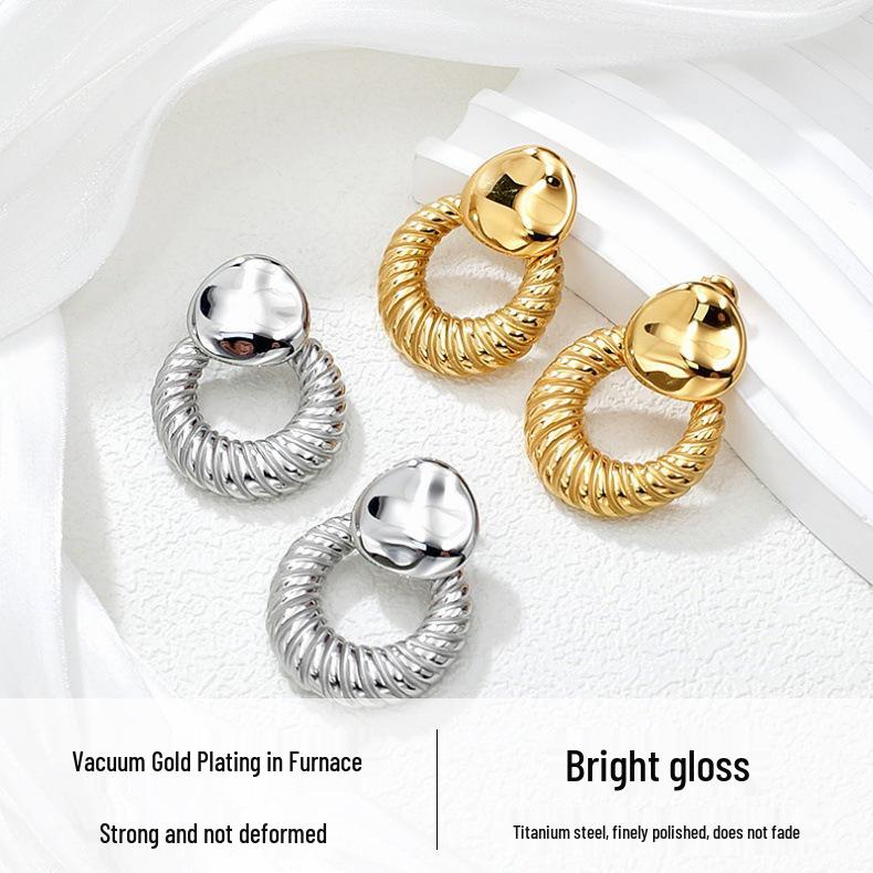 2025 European Geometric Titanium Steel Stud Earrings: Lightweight, Luxury, High-End Fashion for Women