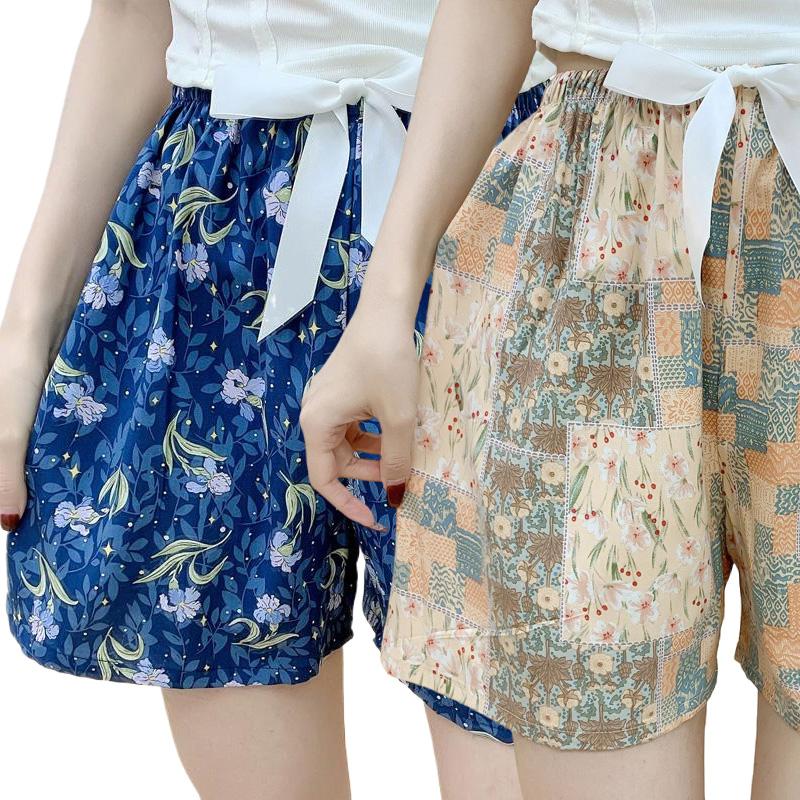 1PC Home Pajamas Lounge Bottom Women Sleep Shorts Cotton 2025 Casual Shorts NEW Floral Printing Plus Size Beach Hot Pants Loose