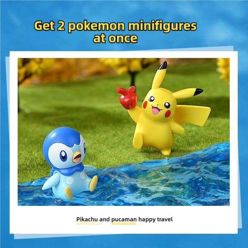 Pokémon Series Building Blocks Pikachu Psyduck Pogaman Cartoon Scene Model Bricks Collection Ornaments Kids Toys Holiday Gifts