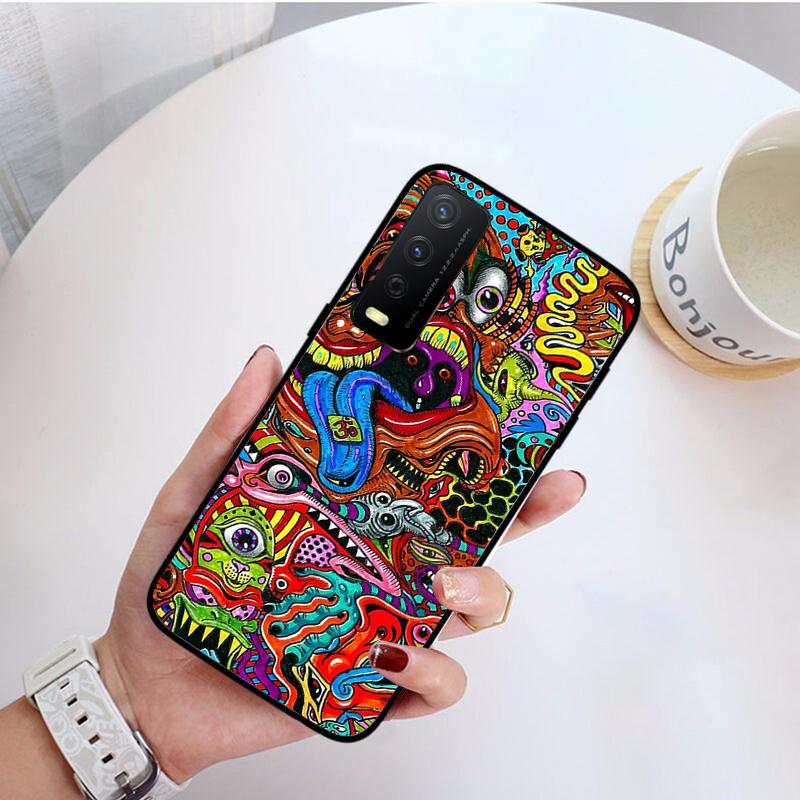 Bunte psychedelische Trippy Art Handyhülle für VIVO Y31 Y21 Y70 Y21S Y20 Y72 1907 Y12 Y11S Y53S Y33S Y55 Y76 Y51 Y15S Y01