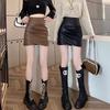 High-Waisted Black A-Line Irregular Leather Short Skirt for Women, Spring/Winter 2026