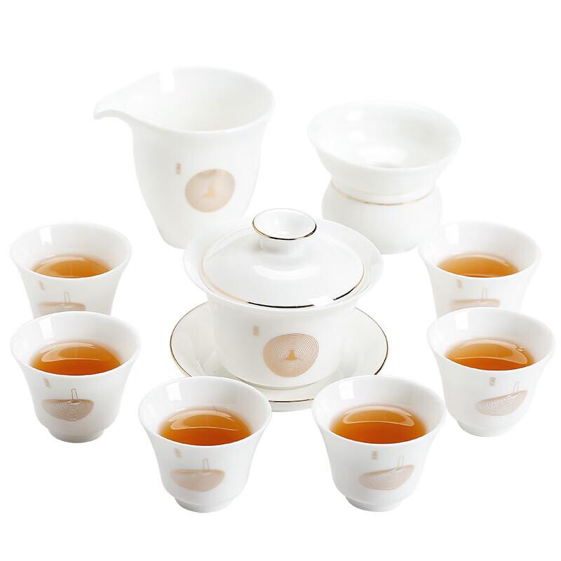 Chinese White Ceramic Kung Fu Tea Set with Gaiwan