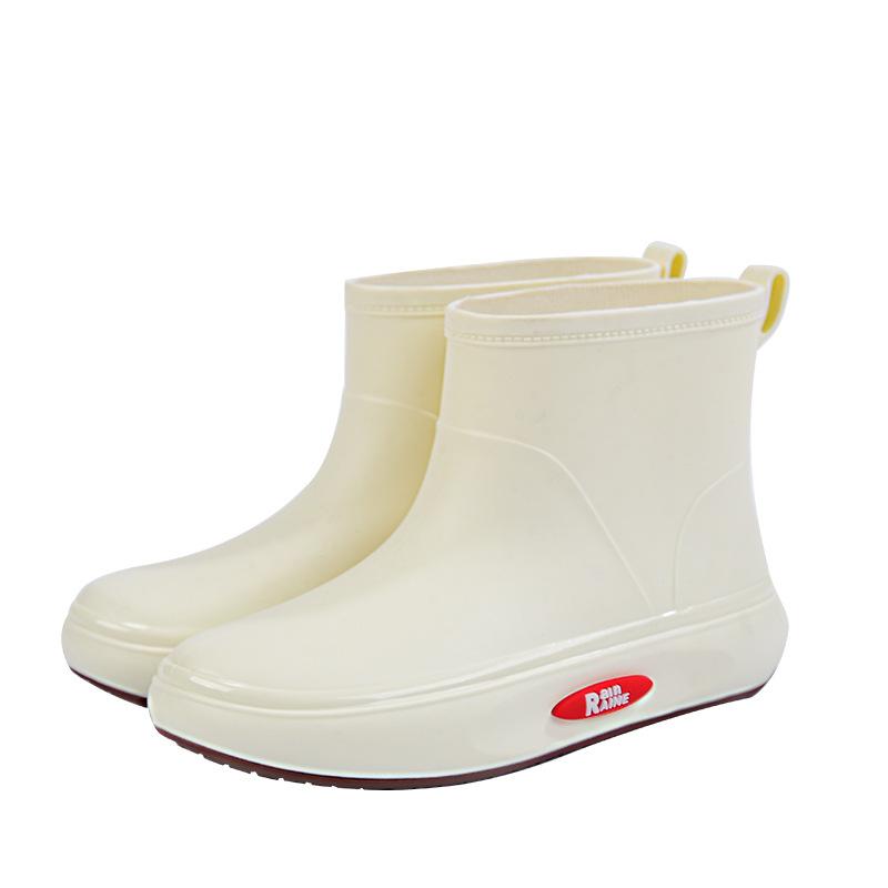 Fashion Low-tube Rain Shoes, Women's Beef Tendon Soles, Velvet Waterproof Shoes, Non-slip Rain Boots, Rubber Shoes for All Seasons