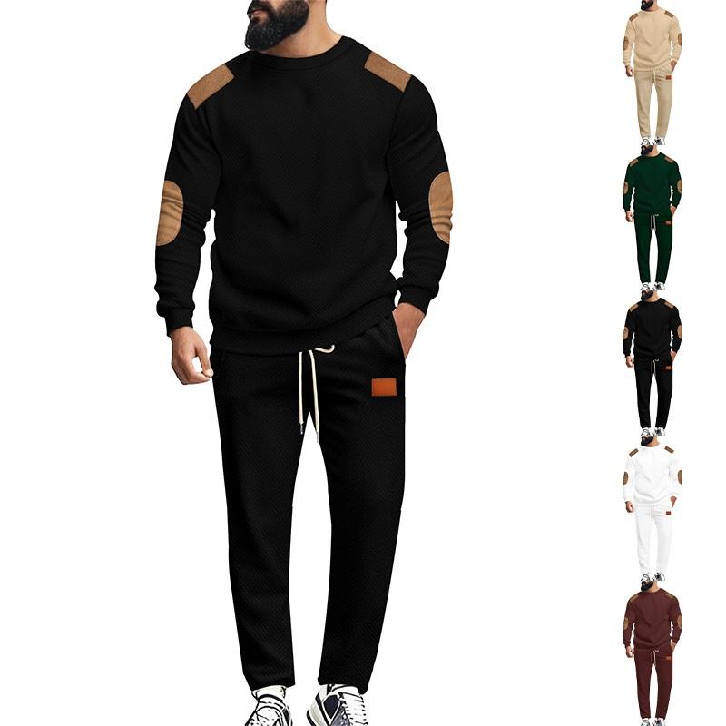 Spring And Autumn New Men's Casual Sports Suit Men's Stitching Contrast Color Two-piece Suit