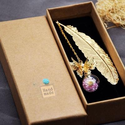 Retro Bookmark Feather Butterfly Creative Metal Bookmarks Stationery Gift Metal Feather Bookmark