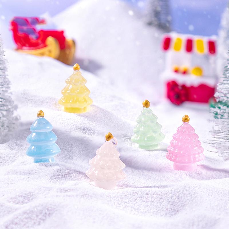 Luminous Small Christmas Tree Micro Landscape Ornament Outdoor Glowing Miniature Statue Potted Garden Home Decoration