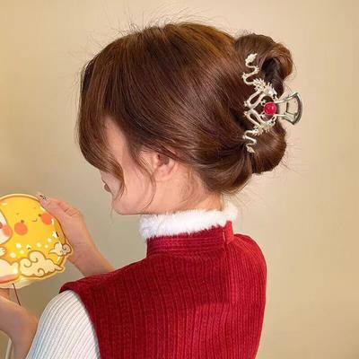 2024 Jahr des Drachen Hai-Klauen-Clip Drachen-Haar-Klaue Metall-Haarnadel Frauen Krabben-Clip Haarspange Haar-Accessoires