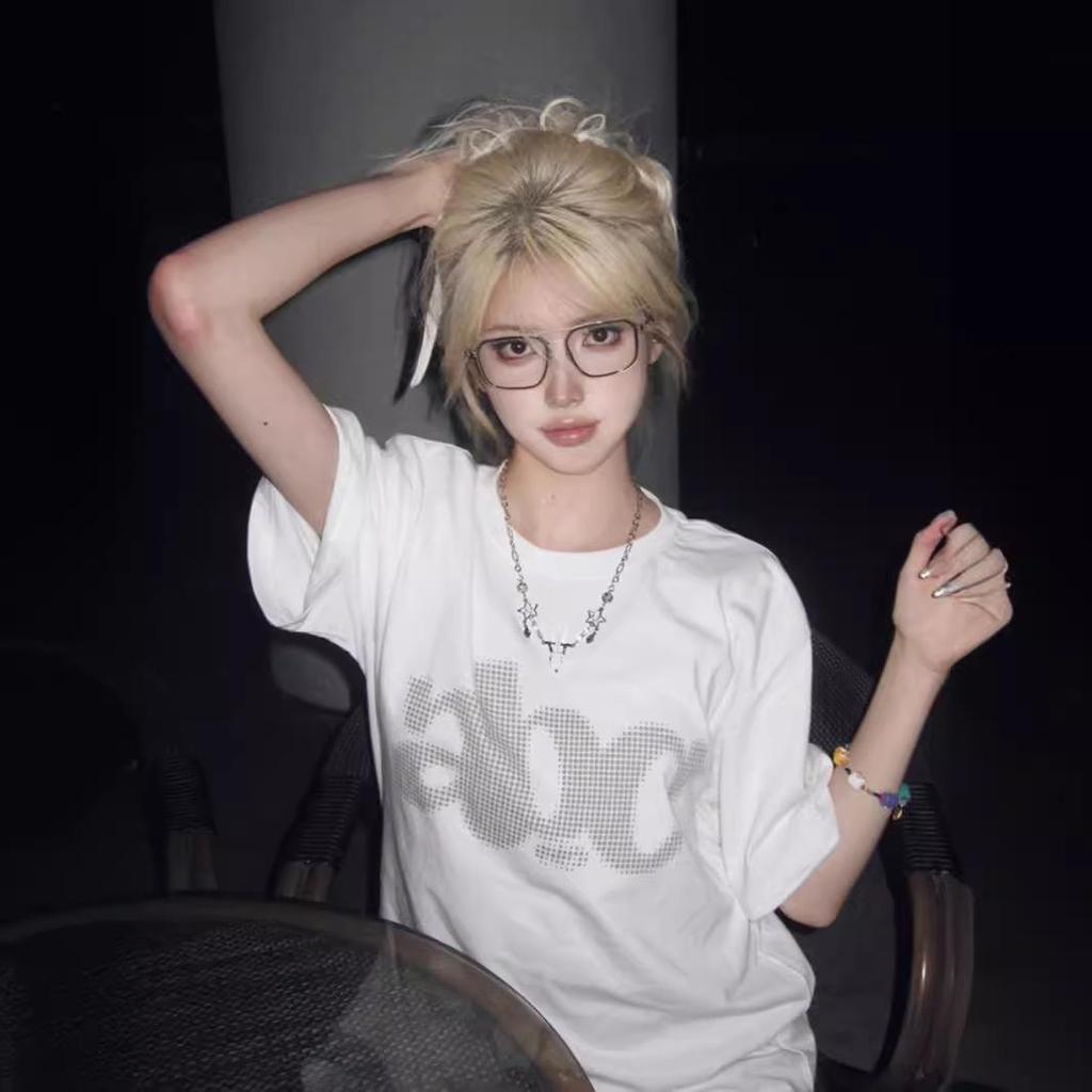 Plus Size Women's White Letter Print Short-Sleeve T-Shirt - Trendy Summer Casual Top