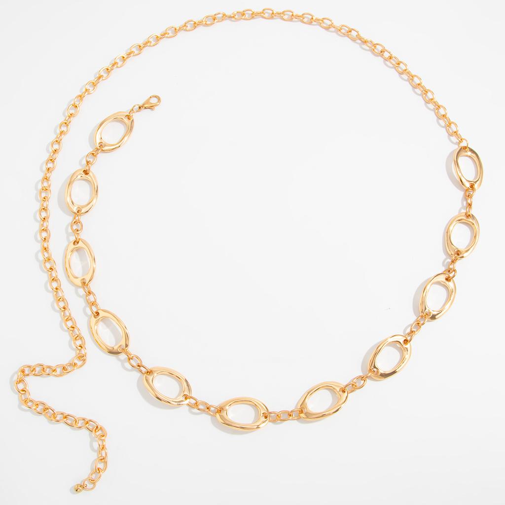 Simple Wind Metal Hollow Circular Splicing Waist Chain, Personalized Fashion Geometric Belt Body Chain