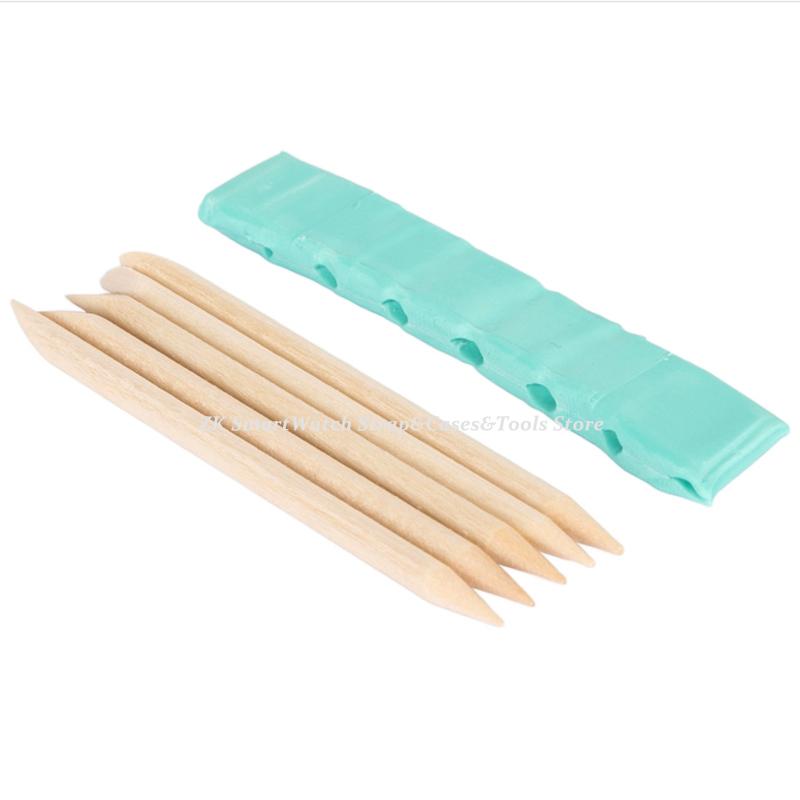 Watch Parts Movement Cleaning Clay Green Rubber Putty Cleaner with Wooden Stick Watch Repair Tool Accessories for Watchmakers
