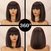 MISSQUEEN Synthetic Brown Gradient Bangs Bob Wig Shoulder-length Straight Wig Suitable for Female Role Daily Wig Heat-resistant Fiber