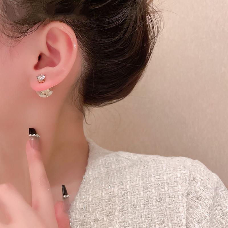 Design Sense Classic Front And Back Hanging Opals Earrings Korean Fashion Jewelry Party Luxury Accessories For Woman ‘S Gift