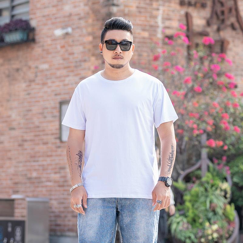 Tricou largi pentru bărbați de mărime mare M-7XL 8XL Tricou cu mâneci scurte pentru bărbați, culoare uni, cu gât rotund