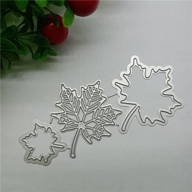 Three Maple Leaves Metal Stencil Embossing Cutting Dies for Diy Scrapbooking Paper Card Embossing Craft Decor