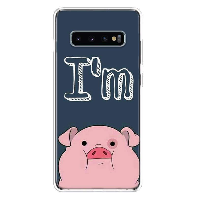 Cute PINK Pig Cartoon Cover Phone Case For Samsung Galaxy S10 Plus S20 FE S21 S22 Ultra S10E S9 S8 + S7 Edge J4 Housing Shell