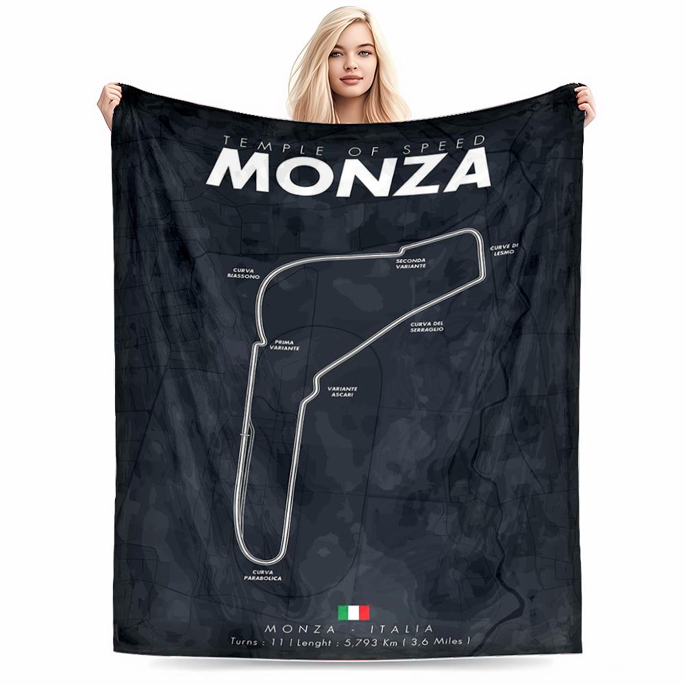 Monza Circuit Map Design on Flannel blanket for bedroom, living room, sofa, and nap