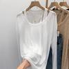 Summer fashion sunscreen suit women's oat color white meat loose long-sleeved blouse Spice girl sleeveless vest