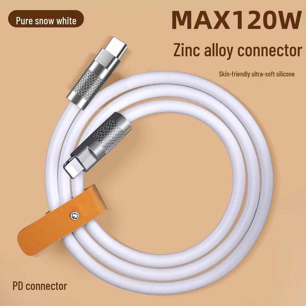 120W Zinklegierung Flüssig Weichgummi Schnelllade-USB-C-Kabel für Android