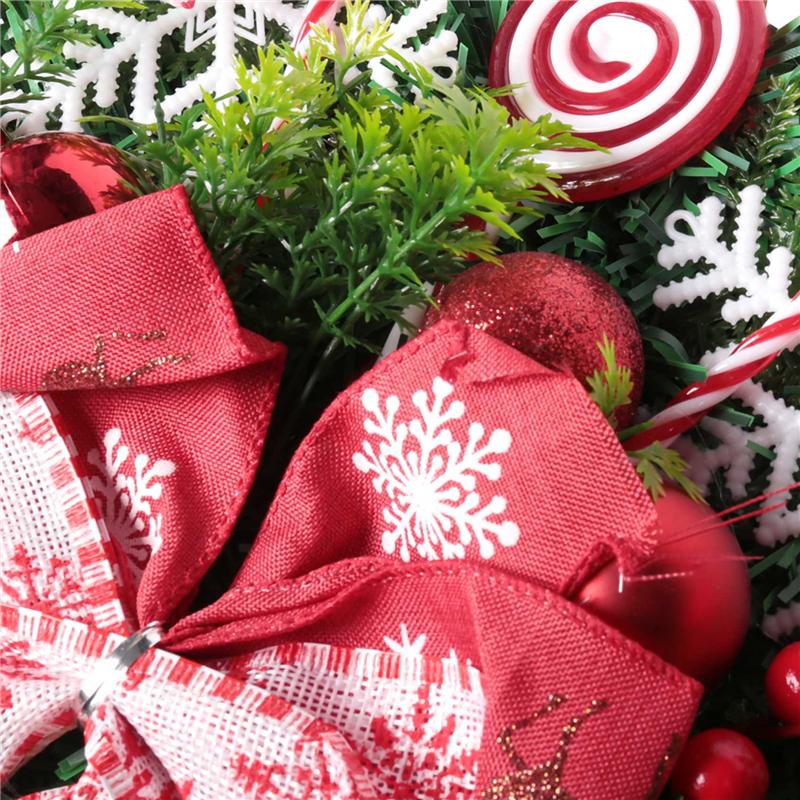 A96I-Christmas Candy Cane Wreath For Front Door Christmas Stairway Decorations Christmas Wreath For Indoor Decor 12X24 Inch