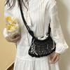 Net Pouch Yarn Woven Crossbody Bag Large Capacity Hollow Fishnet Bag Crochet Shoulder Pouch  Female