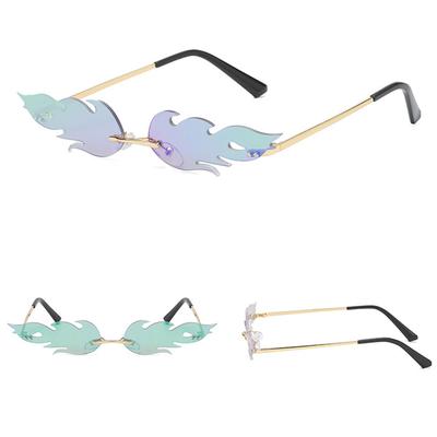 Unisex Flame Sunglasses Rimless Wave Sun Glasses Luxury Trending Narrow Sunglasses