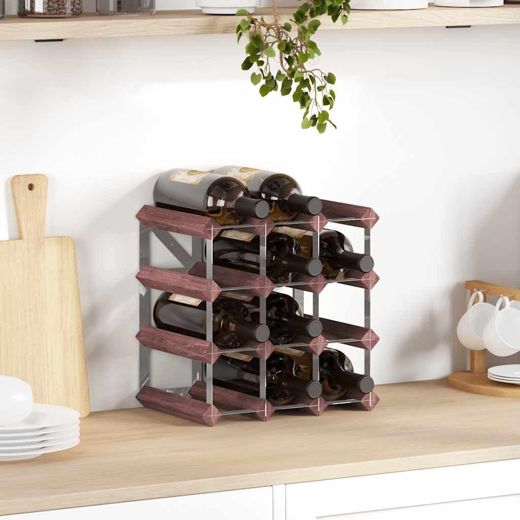 Vidaxl 12-Bottle Wine Rack, Brown, Solid Pine Wood