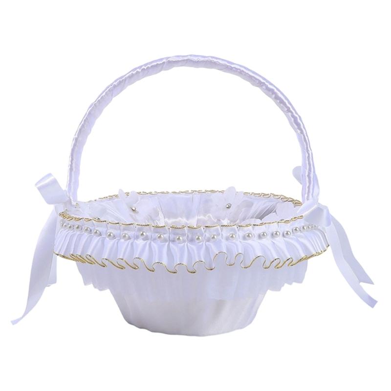 Princess Style Decorative Storage Basket With Metallic Accent Perfect For Bridal Showers Anniversaries And Photo Props
