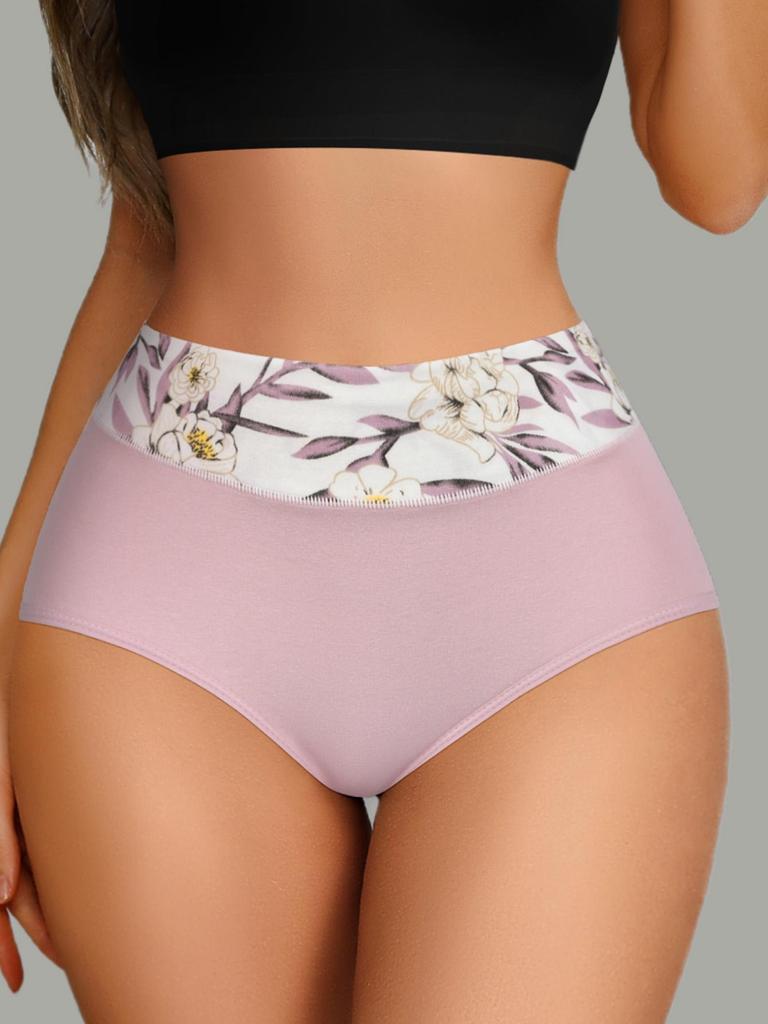 Women Cotton Panties High Waist Body Shaper Underwear Fashion Print Panty Ladies Briefs Plus Size M-5XL Underwear Female Lingerie